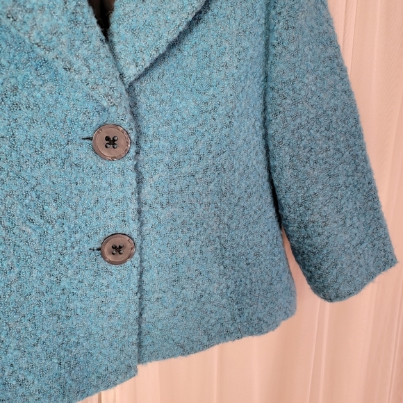 CAbi Charming Jacket Teal Boucle Wool Blend Blazer - Picture 6 of 9